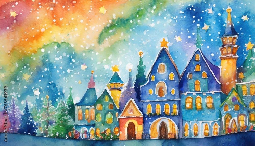 watercolor background with a whimsical and fairytale like theme perfect for children s book illustrations or magical storytelling - obrazy, fototapety, plakaty 