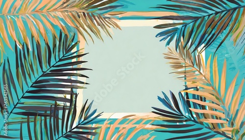 tropical frame with palm leaves design on background copy space summer background