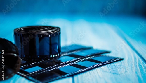 film negatives blue background