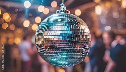 a vibrant disco ball in a club infusing energy into the party scene with a dazzling background
