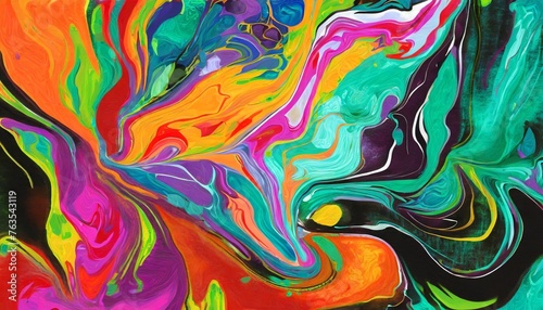 fluid acrylic art with vibrant colors flowing into each other