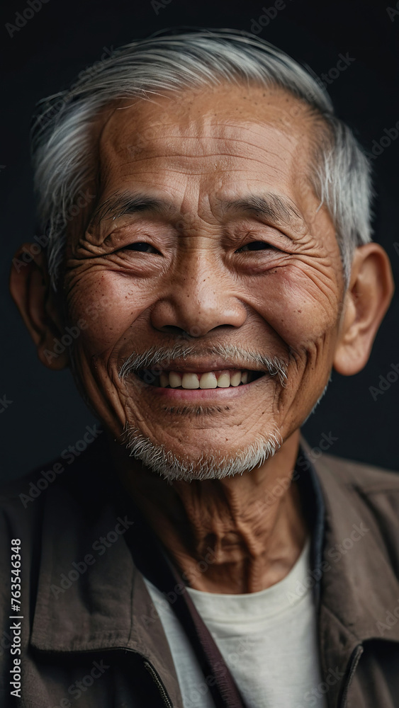 Happy old Asian man laughs. Happy old Asian man laughs.