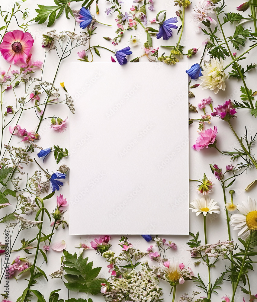 Blank paper note with floral frame