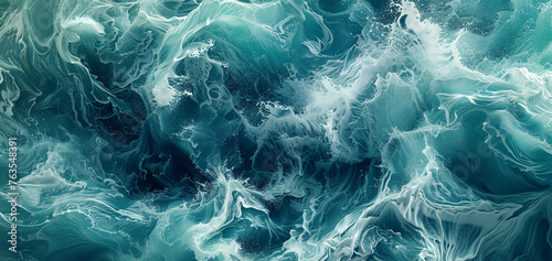 background photo of blue water splashes, banner © AlexArt