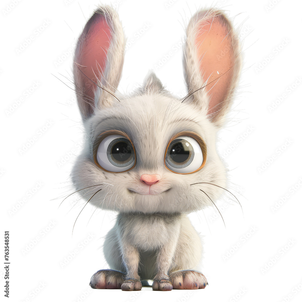 A cute cartoon rabbit with a big smile on its face