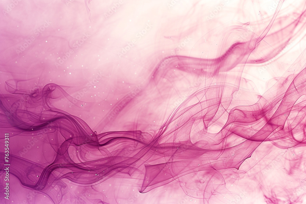 A serene viva magenta smoke scene, with light and delicate splashes, forming an abstract, ink-in-water inspired background