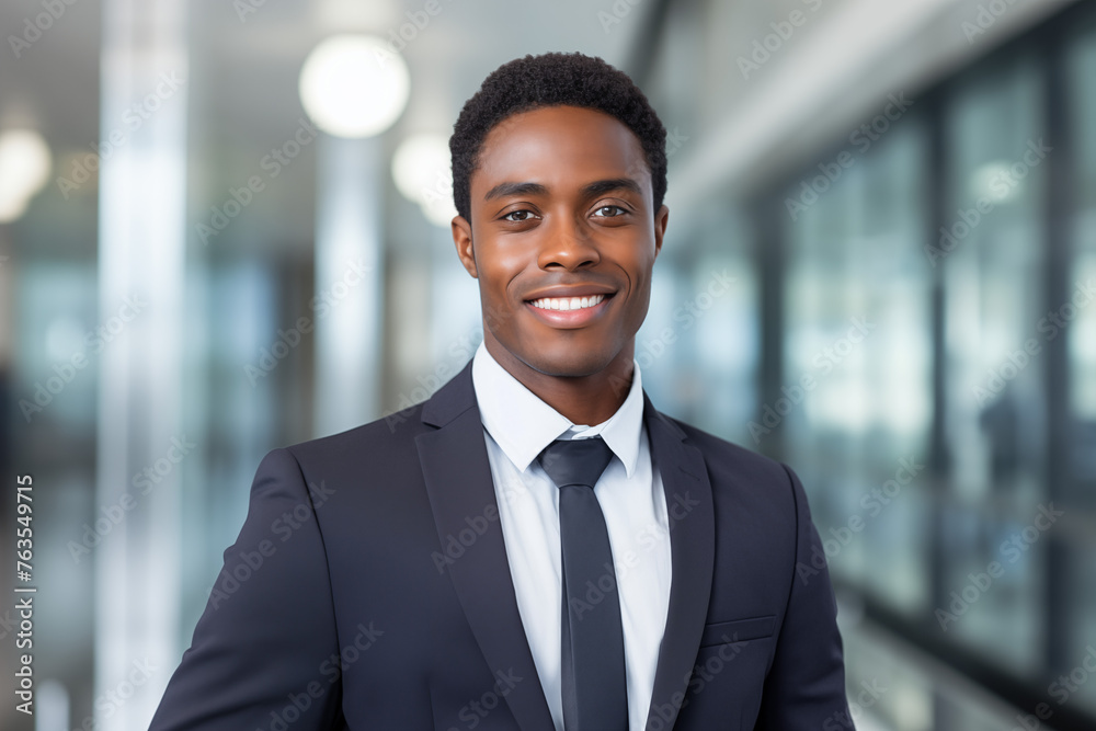 Smiling black businessman in suit. Man in work clothes. Rich man. Business boss. Boss of a start-up. Black man. Africa man. African country.AI. Smiling black businessman in suit. Man in work clothes. Rich man. Business boss. Boss of a start-up. Black man. Africa man. African country.AI.