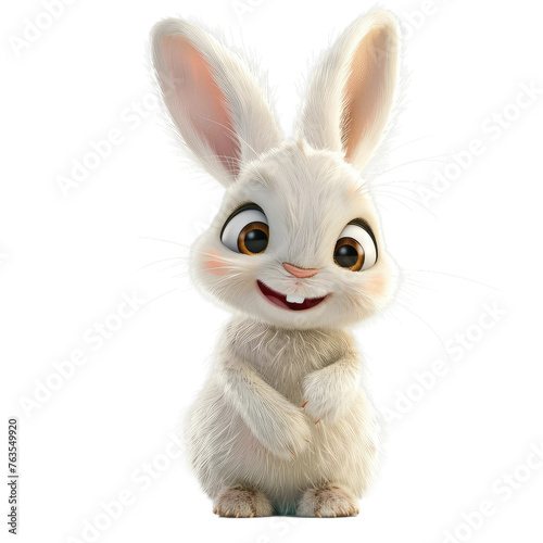 A cartoon rabbit with a big smile on its face