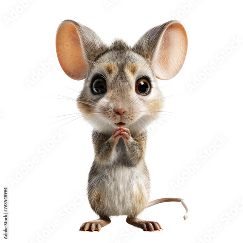 A cute cartoon mouse with a white background