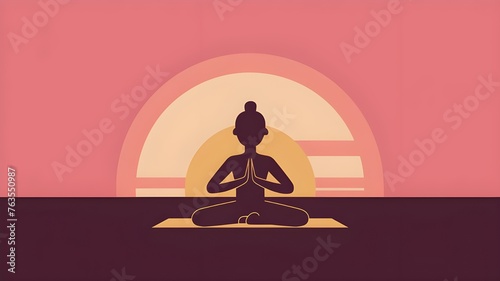 Serene Sunset Meditation: A Silhouette in Tranquil Pose Amidst the Glow of Dusk