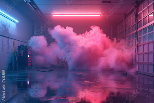 An elegant blend of champagne and rose smoke, creating a sophisticated gradient, displayed in a well-lit 3D-rendered garage