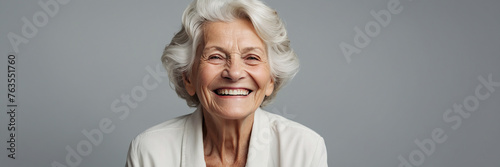 Happy smiling elderly white woman.
