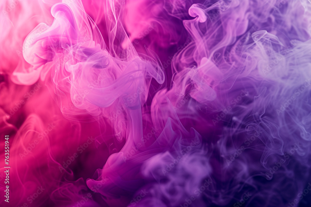 Dynamic viva magenta smoke swirling with light, creating intricate splashes on an abstract background, reminiscent of an ink-in-water art piece