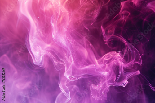 Elegant viva magenta smoke, flowing with light and creating gentle splashes, set against an abstract background with an ink-in-water ambiance
