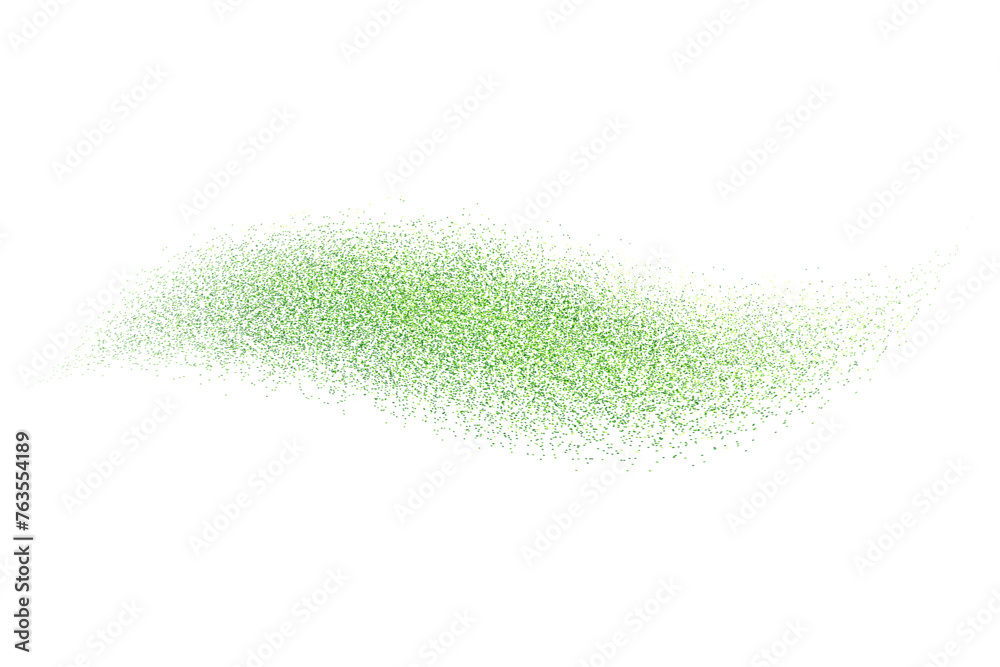 Green glitter splash, shiny stardust explosion, shimmering splash effect, festive particles. Vector illustration.