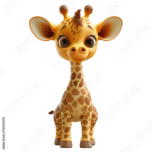 A cute giraffe with a big smile on its face
