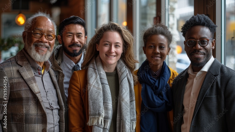Diverse Office Team Posing with Senior Intern for Group Photo Generative AI Diverse Office Team Posing with Senior Intern for Group Photo Generative AI