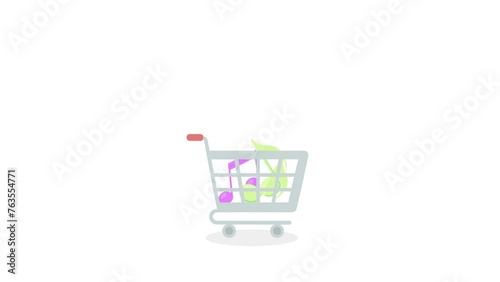 buy song and music. Musical notes in cart photo