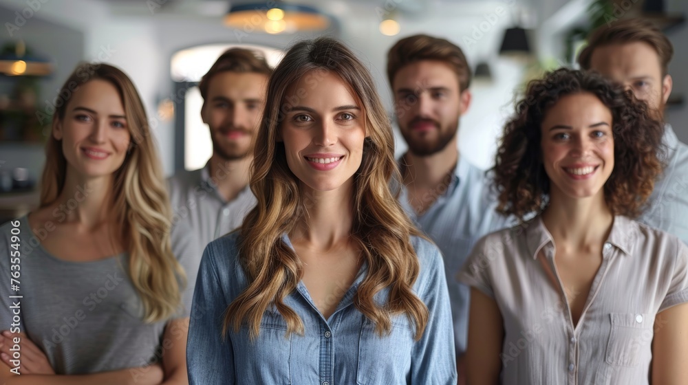 A Prosperous Creative Business Team Posing Together with Smiles Generative AI