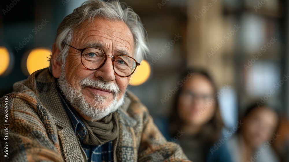 Senior Man Discussing Ideas with Business Colleagues Generative AI Senior Man Discussing Ideas with Business Colleagues Generative AI