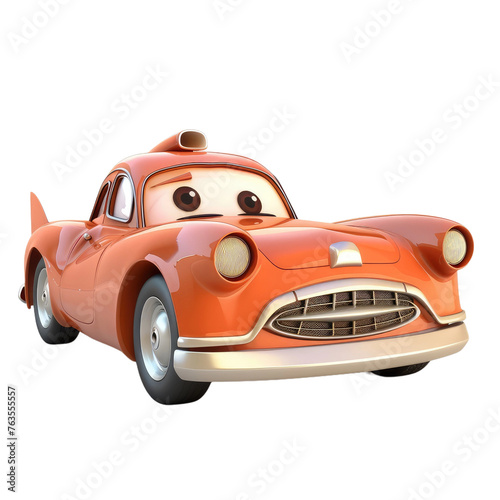 A cartoon car with a fish on the hood