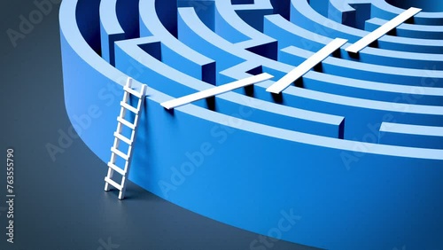 Ladder and plank used to solve the maze