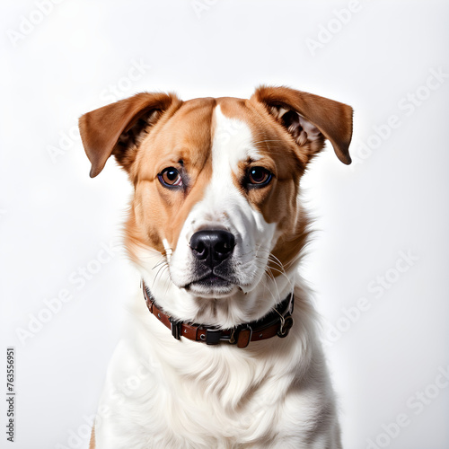 portrait of a dog on white background