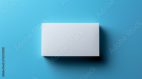 White Blank Bank Card or Gift Voucher on a Blue Background for Birthday Gift Generative AI © Alex