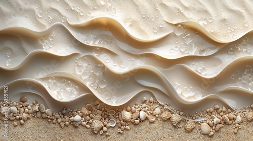 Close-up Texture of Fine Sand and Sea Waves in a Natural Beach View with Minimalist Nature Aesthetics Generative AI