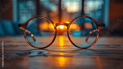 Close-up of Glasses on Table with Selective Focus Generative AI