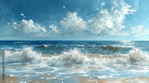 Abstract Seascape in Vibrant Hues Generative AI