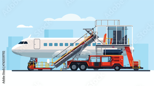 An airport ladder or gangplank with electric motor photo