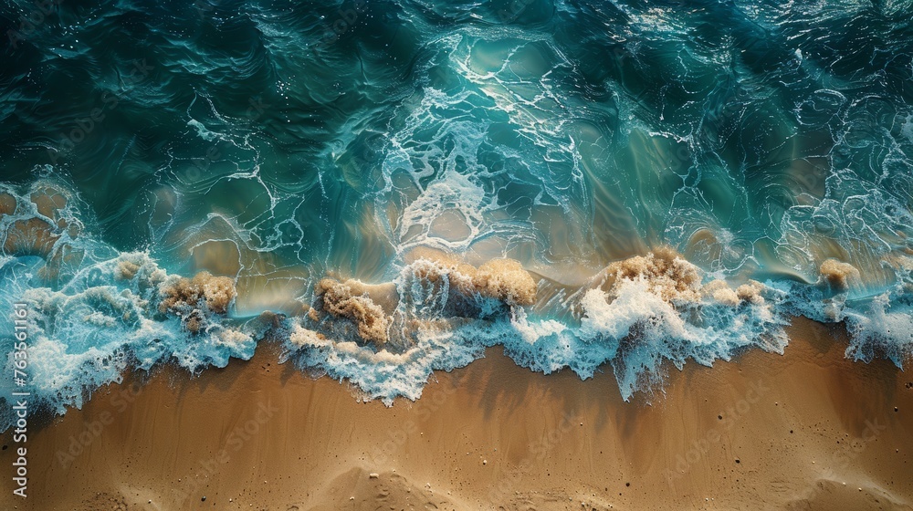 Top View of a Sand Beach Background: Soft Focus Perspective Generative AI
