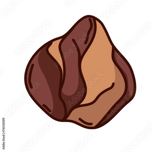 Groovy cartoon rock of meteorite or asteroid. Funny retro flying stone of galactic meteoroid shower, space object mascot, cartoon brown rock and lump sticker of 70s 80s style vector illustration