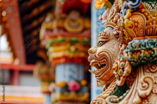 Detailed view of an ornate lion statue, showcasing intricate craftsmanship and design © Ilia Nesolenyi