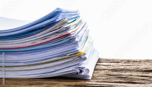 pile of documents on white background