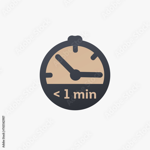 Less then a minute time left clock icon. Time reduce icon simple concept. Less Time, chronometer or timer, countdown. Stock vector illustration isolated on white background.