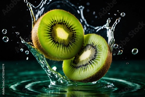 kiwi, vert, plein de fraîcheur, gros plan