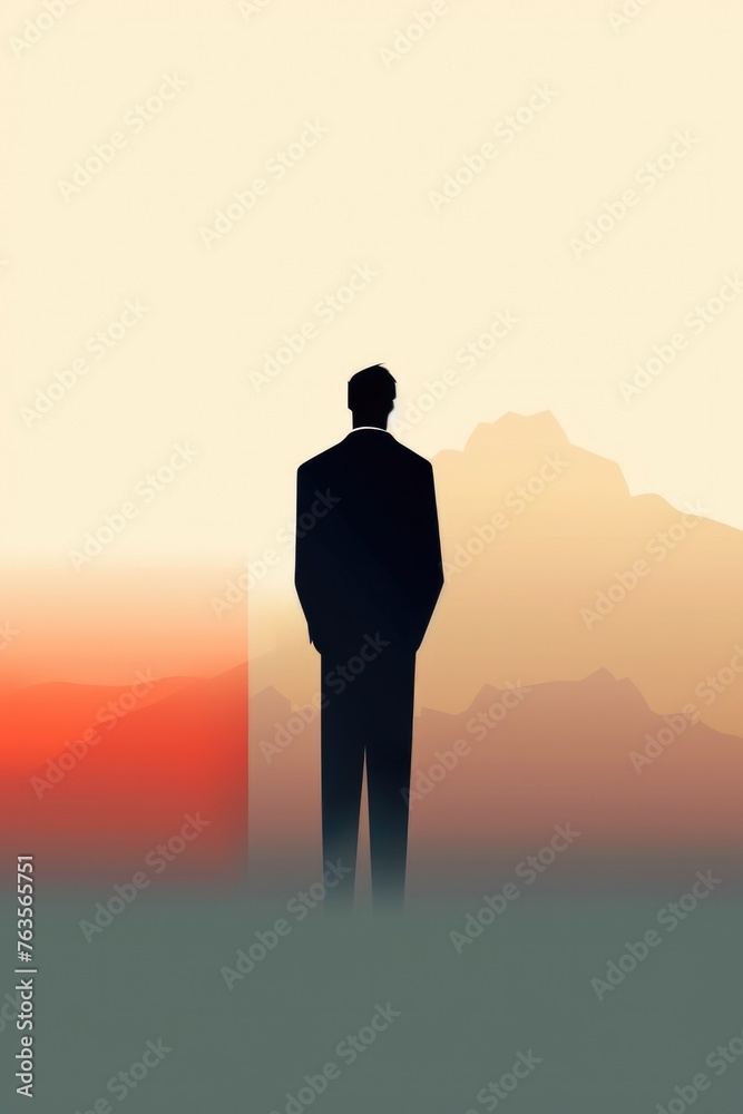 A man is standing in front of a mountain A man is standing in front of a mountain