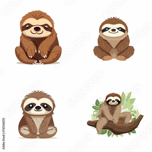 set cartoon sloth animal rescue sticker