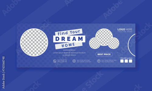 Modern real estate Facebook cover design template