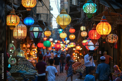 Ramadan Lanterns in a Bustling Market