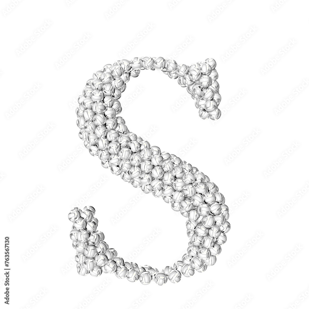 Symbol made of silver volleyballs. letter s Symbol made of silver volleyballs. letter s