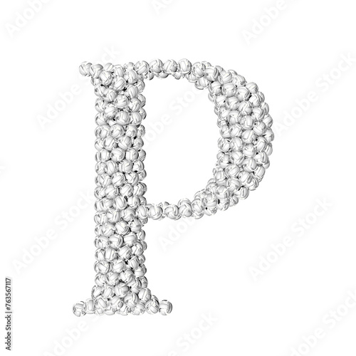 Symbol made of silver volleyballs. letter p