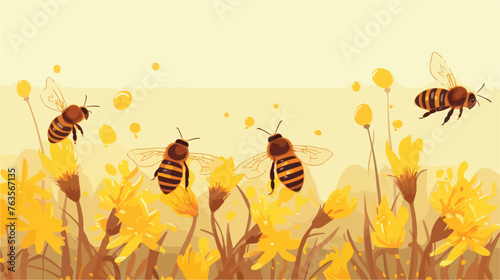 Background with honey bees. Image for food 