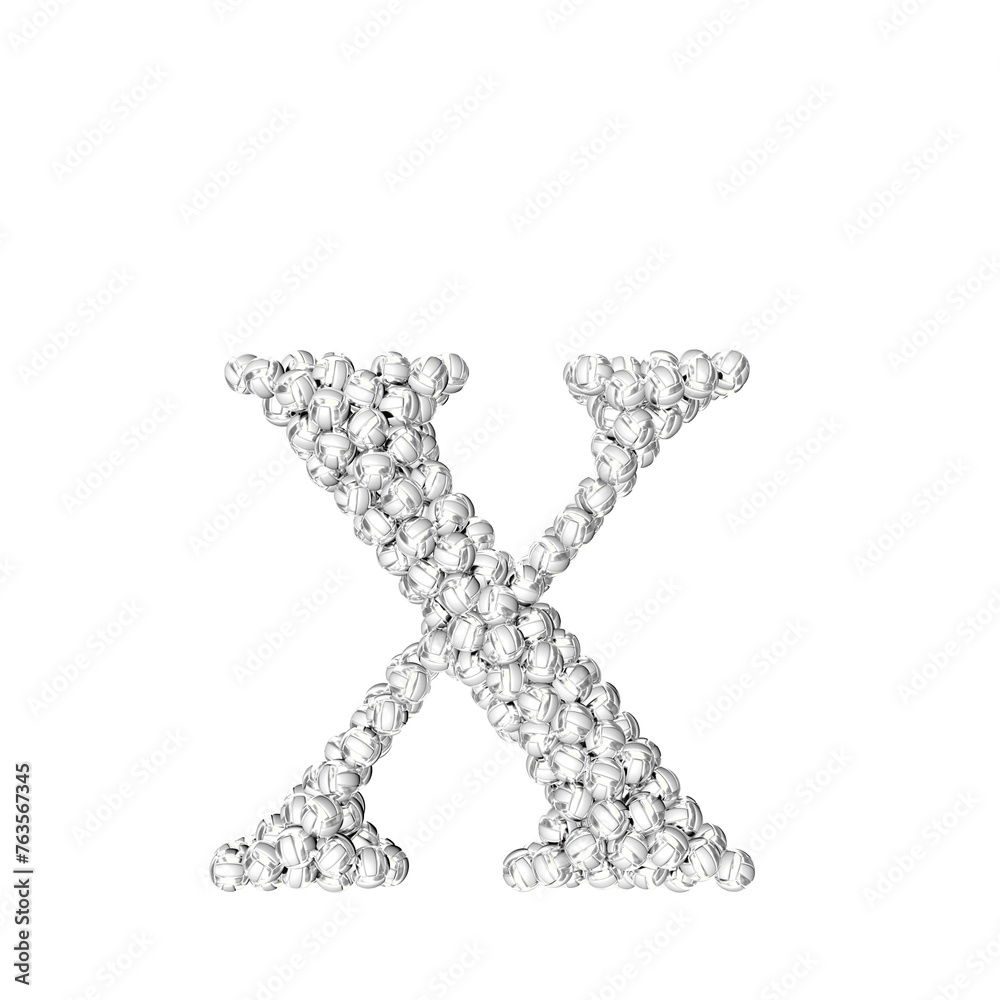 Symbol made of silver volleyballs. letter x