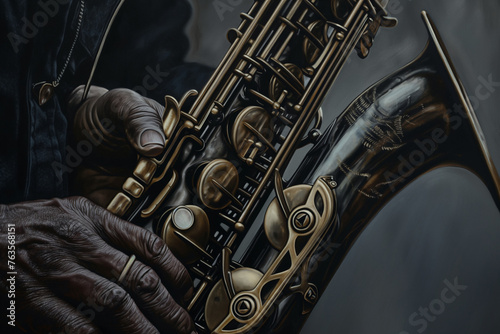 Saxophone Serenade  The Intricate Dance of Fingers on Time-Worn Keys