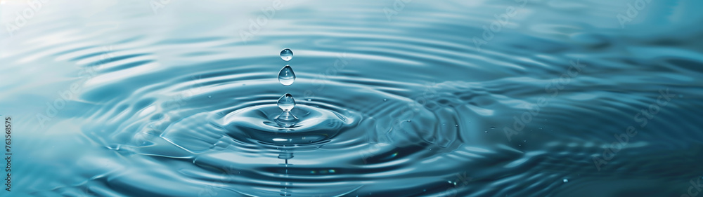 Tranquil Ripples: A Drop of Water on Clear Blue Tranquil Ripples: A Drop of Water on Clear Blue