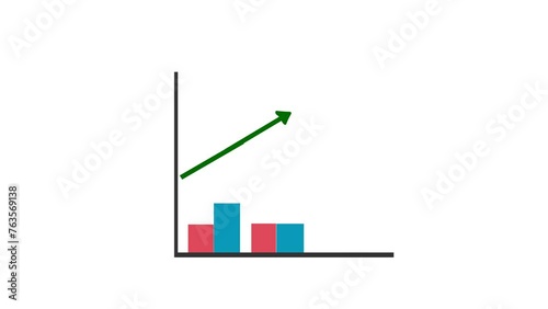 business graph with arrow Animated Illustration of Statistic Curve with Arrow Growing Up showing money Profit growth on Good Business. Suitable to place on business and finance content.	
