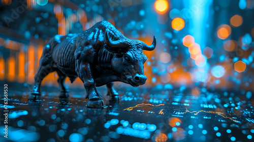 A Bull bullish divergence in Stock market and Crypto - image as generated by AI